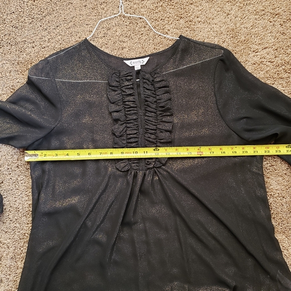 Nanette Lepore Shimmer Sheer Black Blouse - Picture 2 of 8